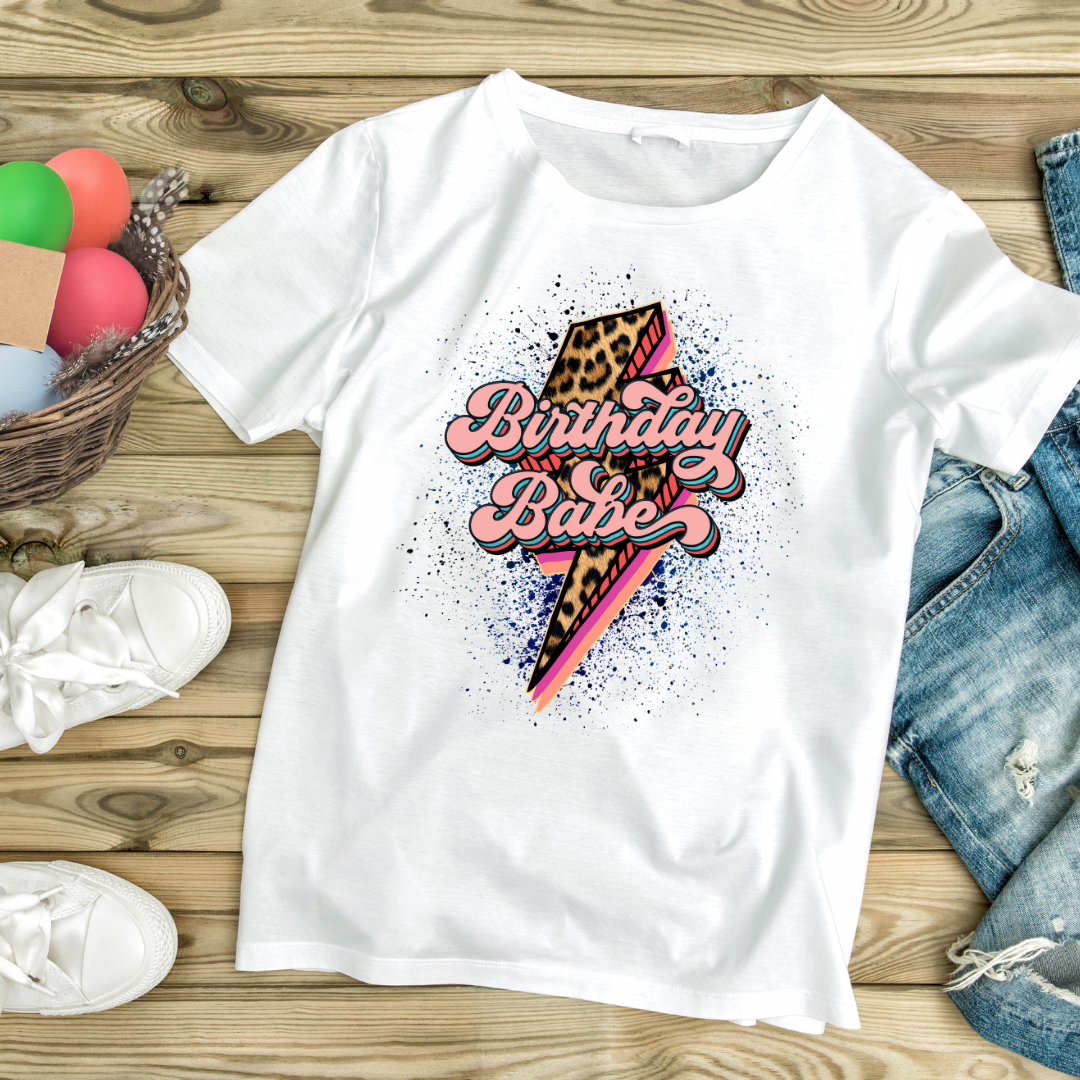 "Kids Birthday Babe Tee – Leopard & Pink Perfection!"