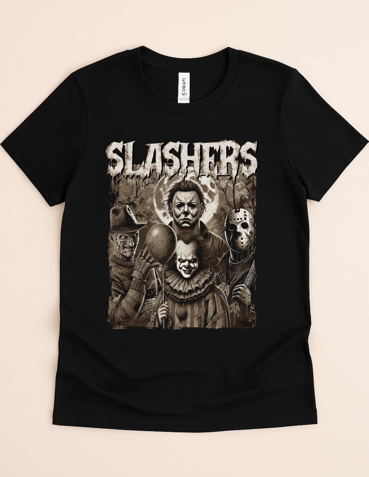 Slashers Squad Halloween Tee – Horror Movie Villains Graphic T-Shirt