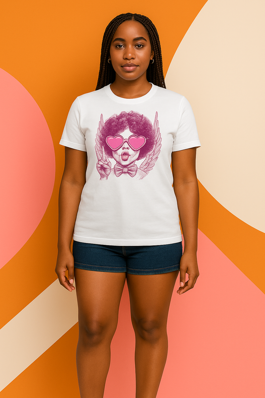 "Bubble Gum Cupid Valentine Tee – Afro-American Edition"