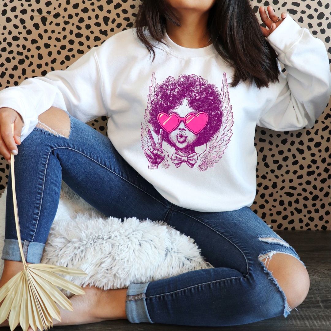 "Bubble Gum Cupid Valentine Tee – Afro-American Edition"