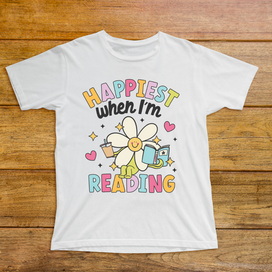 "Happiest When I’m Reading Tee – Joy Between the Pages"