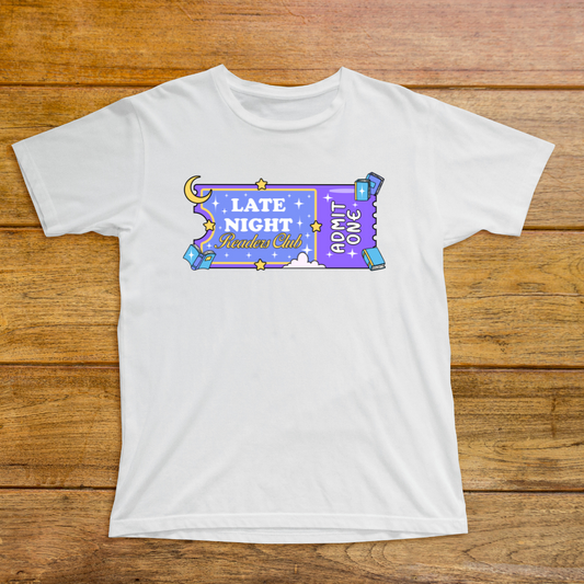 "Late Night Readers Club Tee – For the Midnight Bookworms"