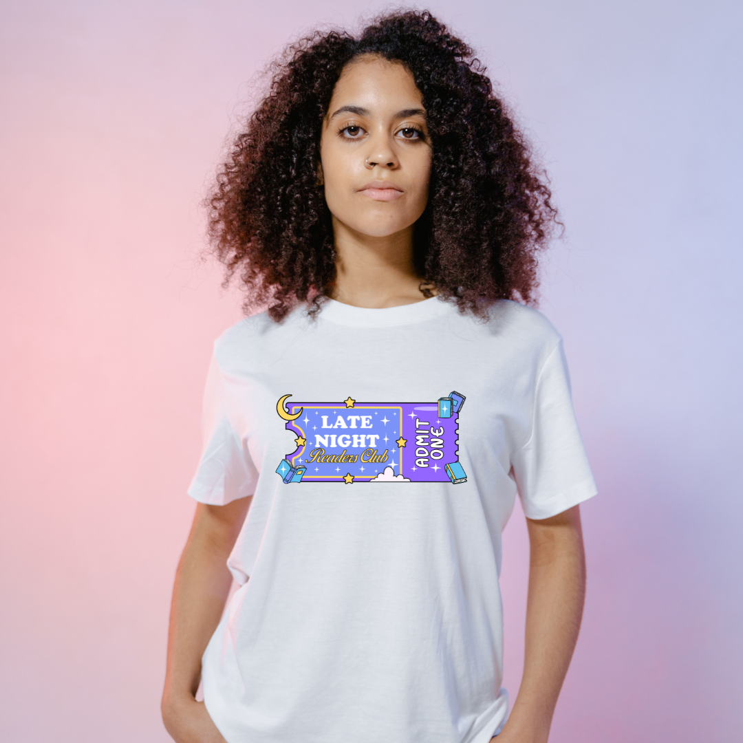 "Late Night Readers Club Tee – For the Midnight Bookworms"