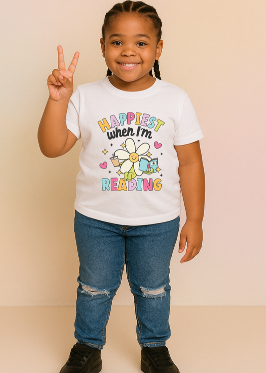 "Happiest When I’m Reading Tee – Joy Between the Pages"