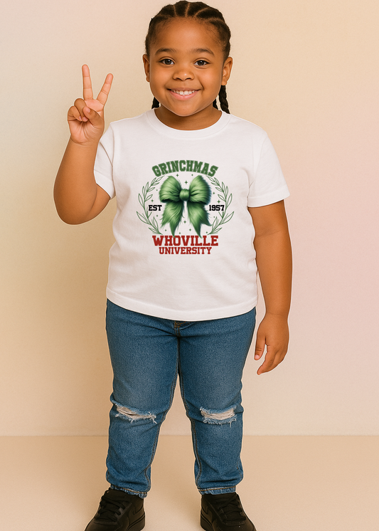 "Kids Grinchmas Whoville Sweatshirt & Tee – Holiday Cheer with a Twist!"